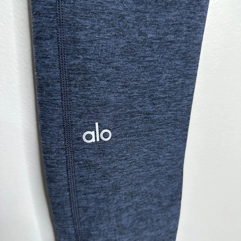 Alo‎ Yoga Alosoft Lounge Leggings Womens S Navy Heather EUC High Waist Ribbed